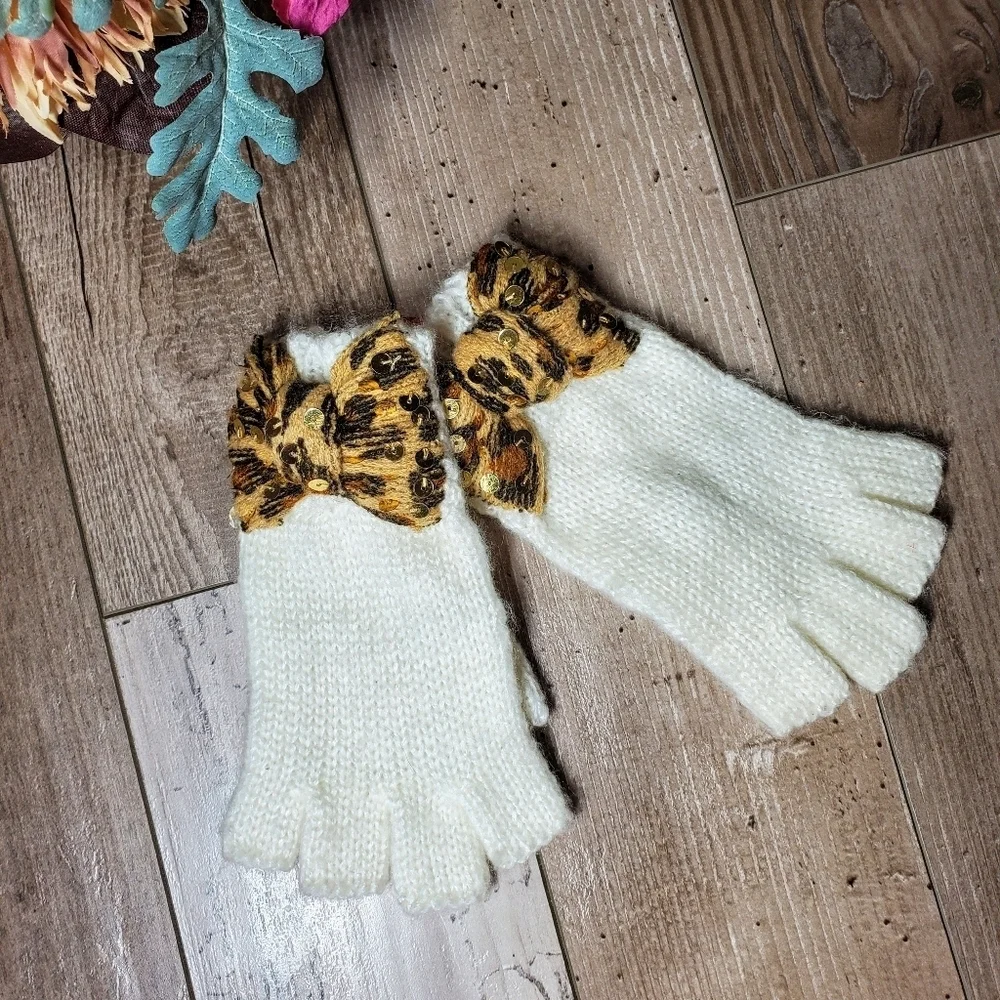 Y2K Vintage Betsey Johnson Sequins Knit Fingerless Gloves O/S